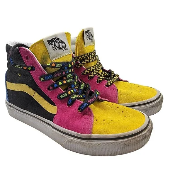 Vans SK8-Hi Platform Kids Size Vans Beads Multi Color Love Laces  721454
